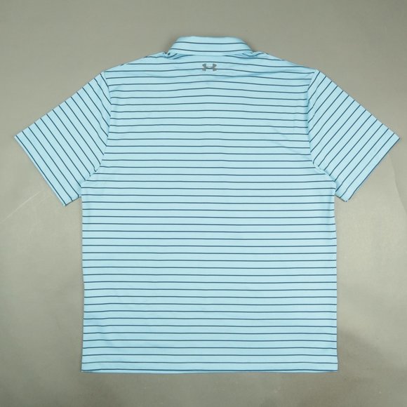 Under Armour UA Playoff Polo Core Stripe Golf Shirt in Blue Size XL - Picture 3 of 8